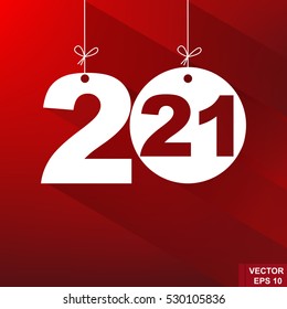 New Year. 2021. The figures isolated on red background. Celebration. The calendar.