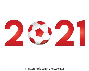 New Year 2021 with football icons - Vector Illustration