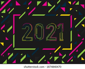 New year 2021 geometric background. 2021 logo numbers  design. Vector illustration. 