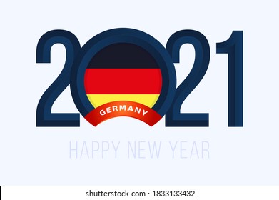 New Year 2021 with Germany Flag. Vector illustration with Lettering Happy New 2021 Year on white background