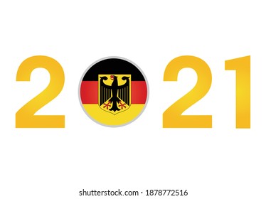 New Year 2021 with Germany Flag isolated on White Background - Vector Illustration