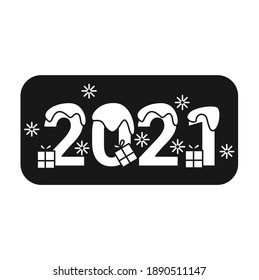 New year 2021 glyph icon. Christmas and New Year celebration concept. Holidays decoration, greeting card, banner, logo, image for typography and design. Isolated silhouette vector illustration
