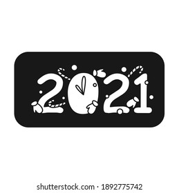 New year 2021 glyph icon. Christmas and New Year celebration concept. Holidays decoration, greeting card, banner, logo, image for typography and design. Isolated silhouette vector illustration