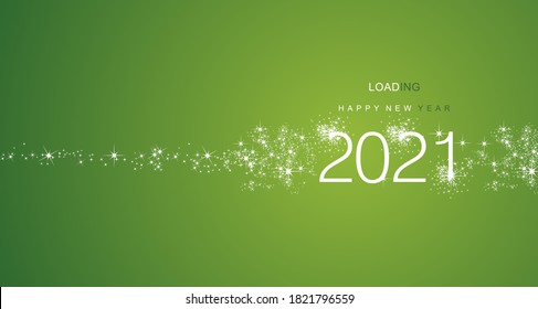 New Year 2021 greetings loading firework white green color vector