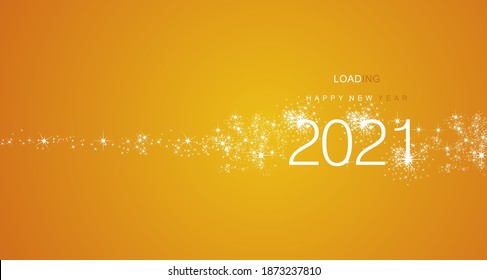New Year 2021 greetings loading firework white orange yellow color vector