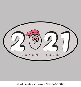 New Year 2021 Illustration With santa ornament and gray Background
