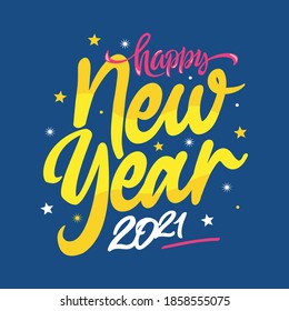 New year 2021 with lettering