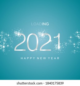 New Year 2021 loading silver white sparkle firework numbers sea green aqua color vector