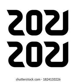 Diseño de texto del logotipo de Año Nuevo 2021.Ilustración vectorial. Aislado en fondo blanco.Plantilla de diseño de folleto, tarjeta, pancarta.