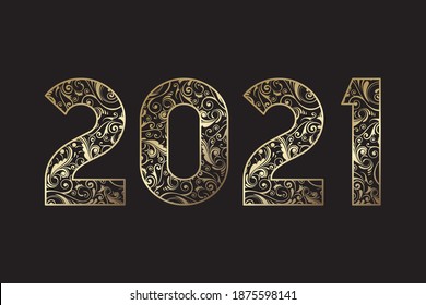 New Year 2021 Number  elegance ornate monogram luxury number icon vector  design