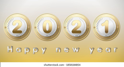new year 2021 on golden money coin