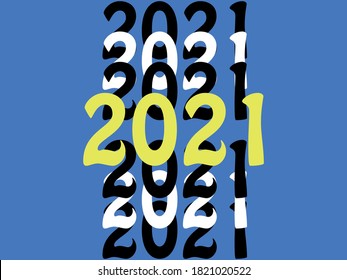 New Year 2021 simple background blue and numbers. Presentation template, christmas card, banner, poster. 