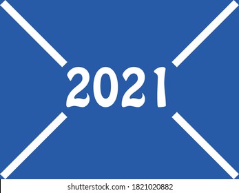 Neujahr 2021, einfacher Hintergrund, blau und Zahlen. Präsentation Vorlage, minimalistischer Kunstdruck, Weihnachtskarte, Banner, Poster. 