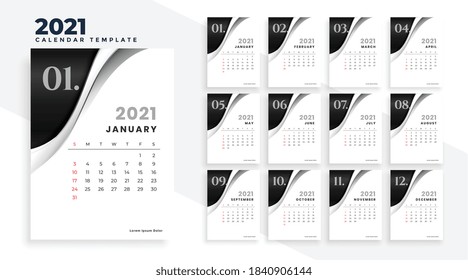 new year 2021 stylish calendar design template