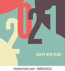 New year 2021 trendy modern colorful style greeting card . Flat simple design for greeting cards, flyers, brochure, backdrops, backgrounds, wall paper, book cover. 