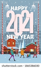 New year 2021 trendy modern colorful style greeting card . Flat simple colorful design for greeting cards, flyers, brochure, backdrops, backgrounds, wall paper, book cover.