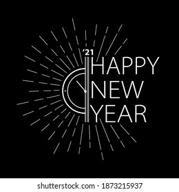 New Year 2021 typography template for greeting card, poster, banner, sticker, label, printing and web design.