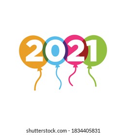 new year 2021 vector, balloon template