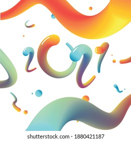 new year 2021 vector illustration 3D