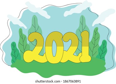 new year 2021 vector model with beautiful view