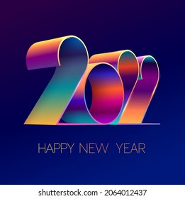New year 2022. 3D colorful lettering design. Bright greeting card.