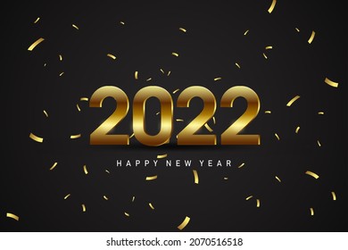 New Year 2022 With 3d Gold Embossed Numbers