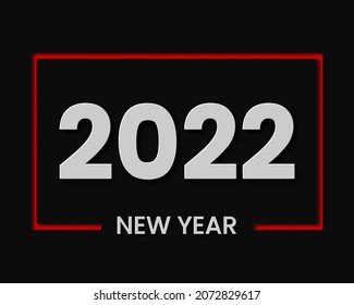 Año Nuevo 2022 con fondo negro e ilustración vectorial en estilo de corte de papel. Diseño moderno