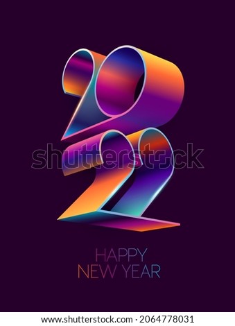 New year 2022.  Bright colorful numbers. Greeting card design. 