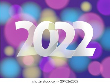 new year 2022. bright festive background with colored lights. Horizontal banner, vector illustration