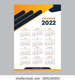 New Year 2022 Calendar Template Stock Vector (Royalty Free) 2041243355 ...