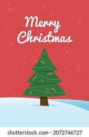 New Year 2022 card. Winter card design illustration for greetings, invitation, flyer, brochur. Christmas tree