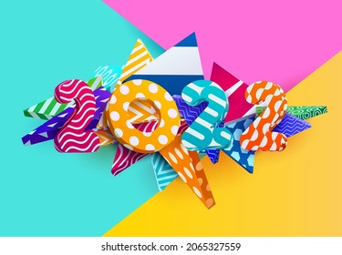 New year 2022. Colorful greeting card design.	