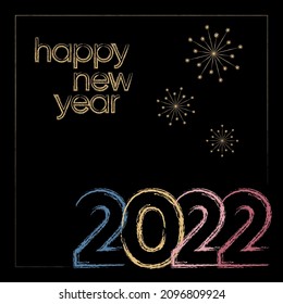 New Year 2022 Colorful Typography Layout_ Gold celebration on dark background