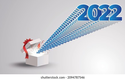 new year 2022 is coming out from the box on abstract background