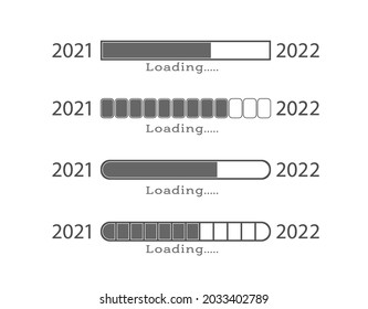 The new year is 2022. Download 2022. The loading bar. A collection of vector illustrations for design. Flat style.
