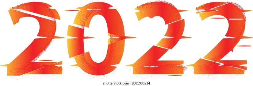 Año nuevo 2022. Efecto Glitch. Diseño distorsivo. vector