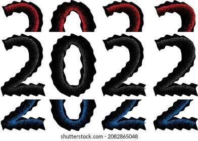 New year 2022. Glitch effect . Distort design . vector