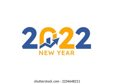 New year 2022 with Graph Chart Isolated on white background. For Brochure design template, card, banner. Business growth 2022 year concept.