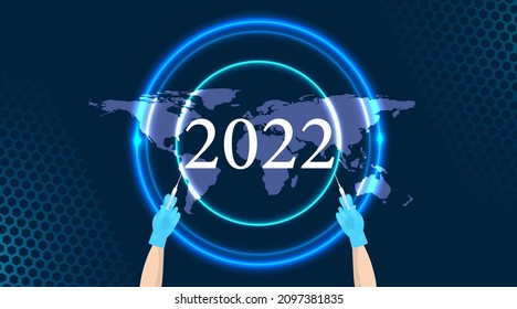 New Year 2022 health care concept banner, illustration vector.