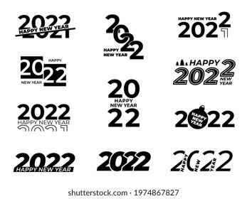 New year 2022 labels. Happy new year 22, calendar numbers logo design. Isolated text signs, artwork typography celebration recent vector symbols