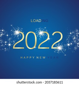 New Year 2022 loading gold sparkle firework numbers blue background vector
