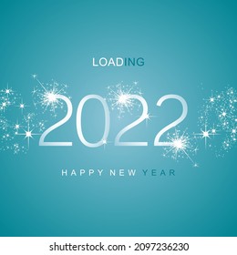 New Year 2022 loading white sparkle firework numbers sea green background vector