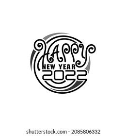 Neujahr 2022 Logo-Design. minimalistisches Logo mit Rundschreiben