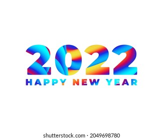 New year 2022 number on colorful abstract color paint brush strokes background. Happy 2022 new year colorful background. Vector illustration EPS10.
