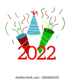 new year 2022 party hat and trumpet vector logo merry christmas