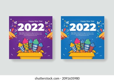 New Year 2022 Party Social Media Post Or Invitation Templates.