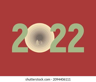 new year 2022, red background, in flat style vector