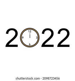 New Year 2022 Vector With Clock Illustration