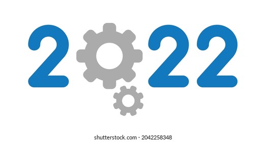 Neujahr 2022 Vektor-Konzept, Spinnereien statt Null. Flachfarbener Stil.