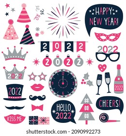 New Year 2022, vector party design set